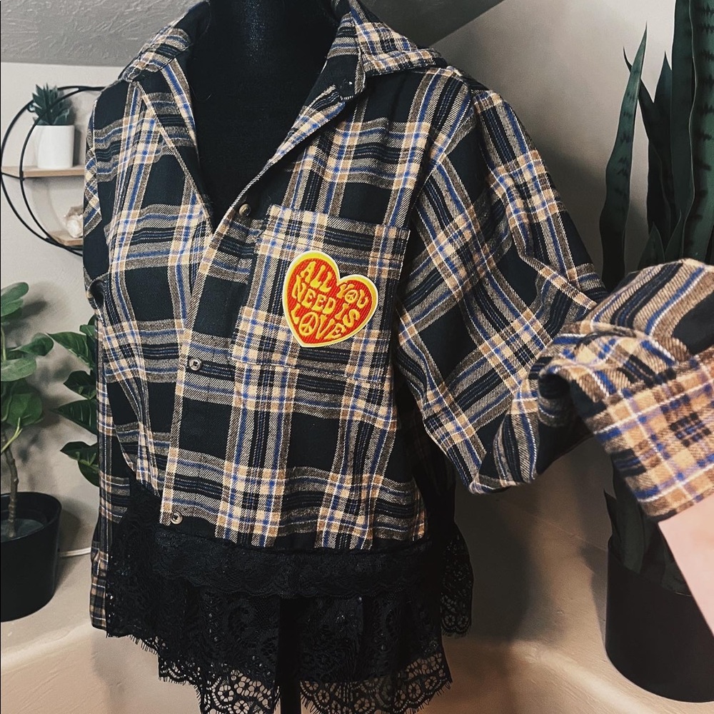 Reworked Lace Peplum Flannel